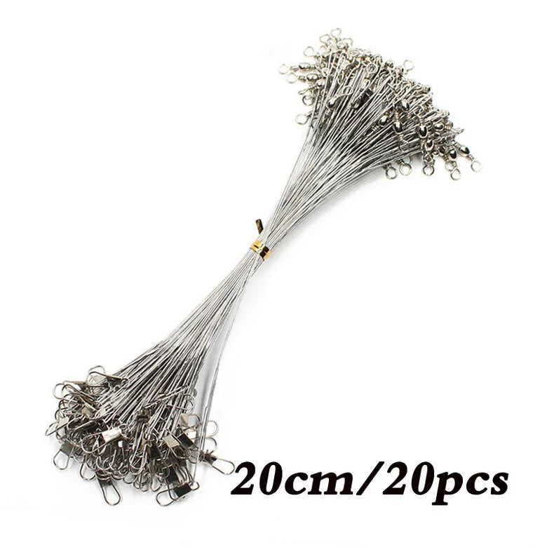 Fishing Line Steel Wire Leader With Swivel Fishing Accessory Lead Core Leash Fishing Wire 15cm 20cm  30cm