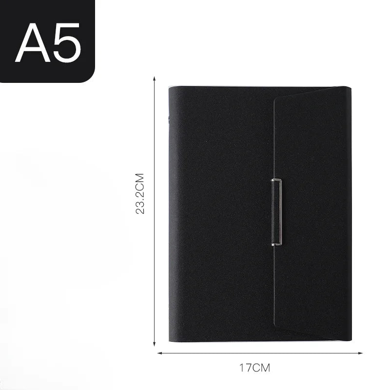 Tri-fold A5 Loose-leaf Notebook Business Meeting Office Record Book Cover Notebook