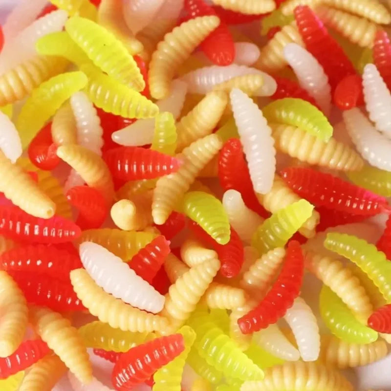 Portable Soft Silicone Bait Maggot Grub Soft Fishing Lure 2CM 50pcs/50x5pcs For Outdoor Fishing Accessories
