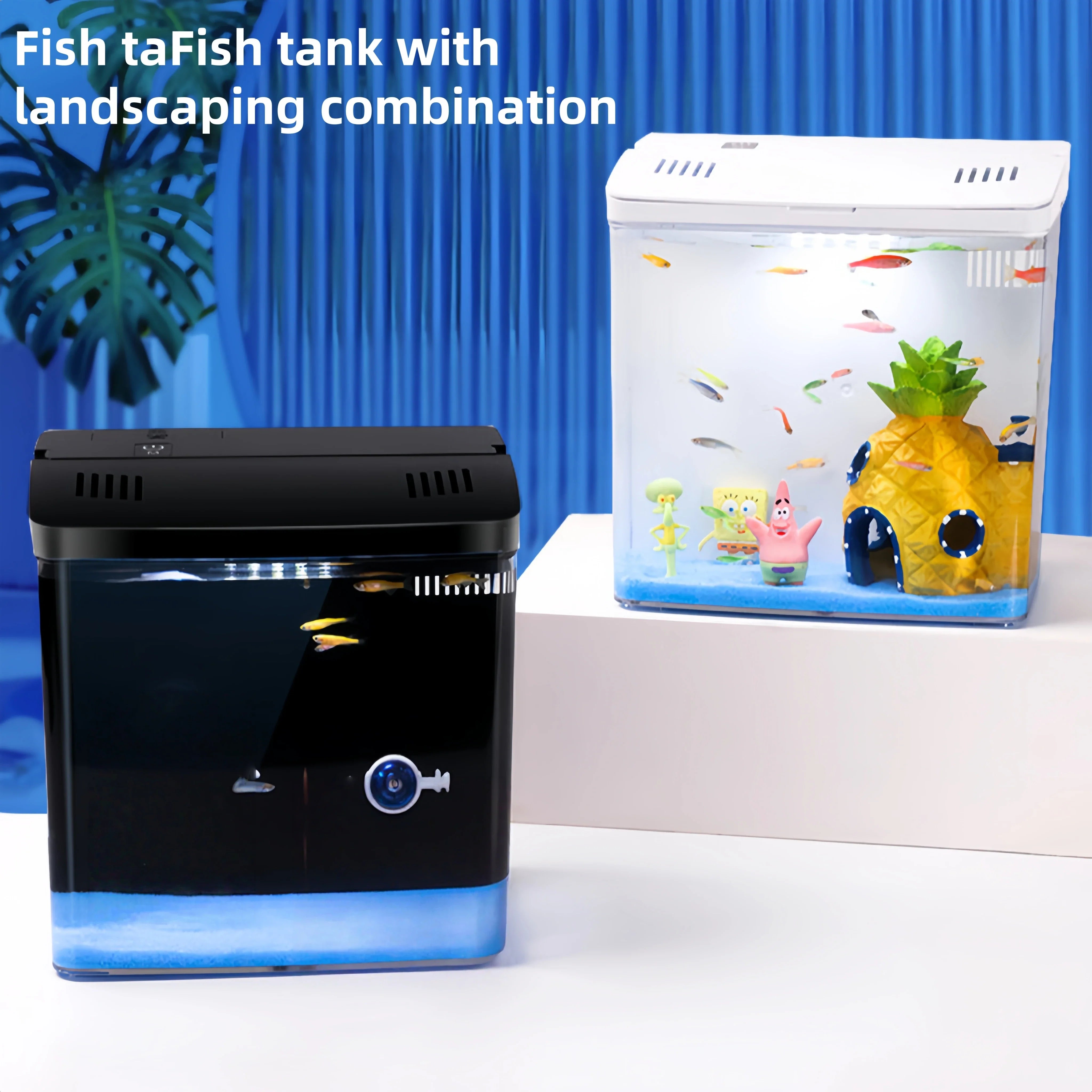 Home mini fish tank, living room fish tank, office desktop water free ecological, self circulating filter， Acrylic aquarium