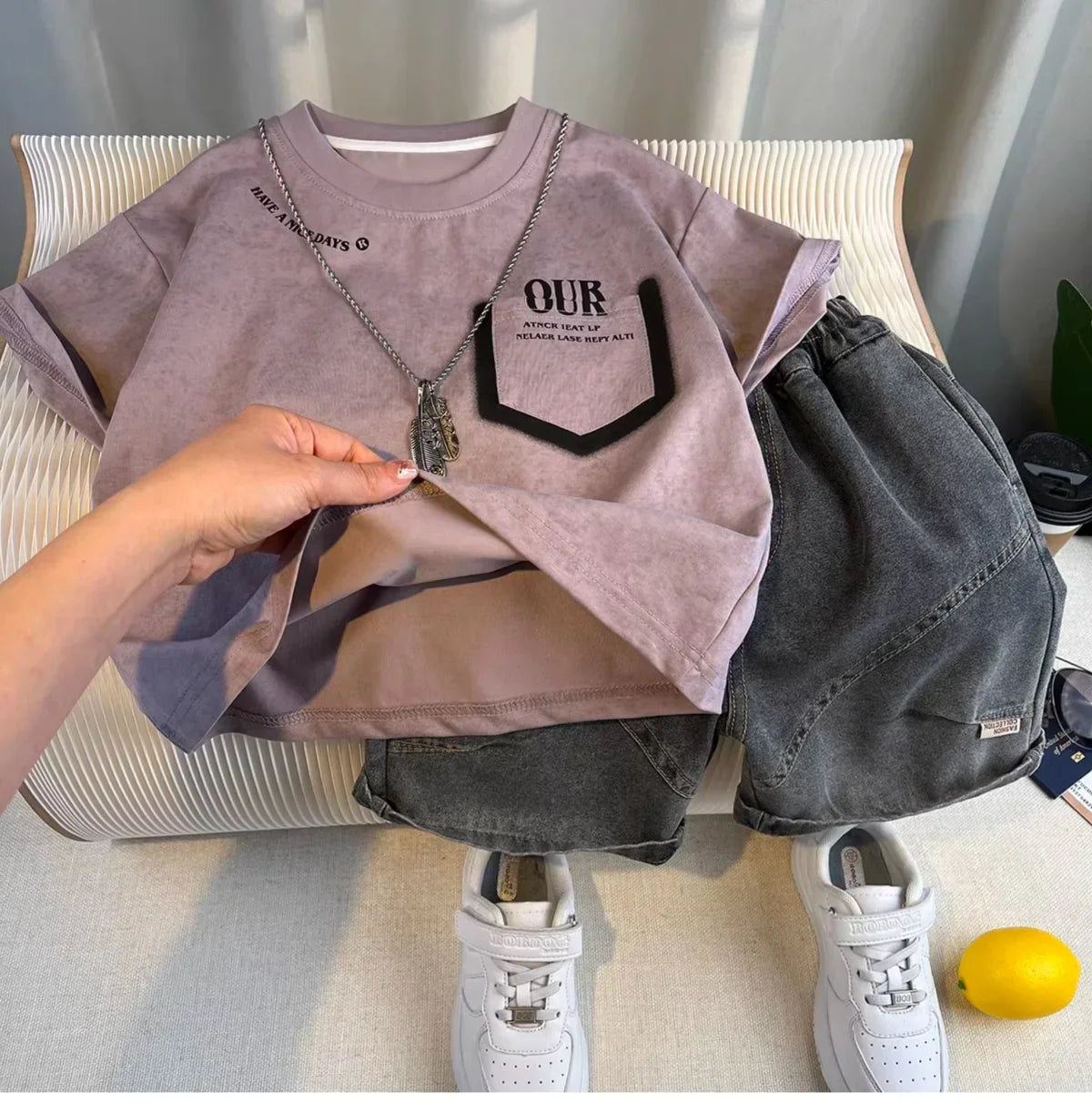 Hot Sale Fashion Baby Boy Suit Summer Clothes Short Sleeve T-shirt Short Jeans 2 Piece Set Kids Outfit Children's Costume