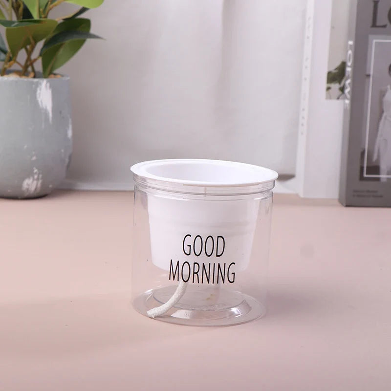 Flower Pot Automatic Water-Absorbing Flowerpot Transparent Double Layer Plastic Self Watering Planter Office