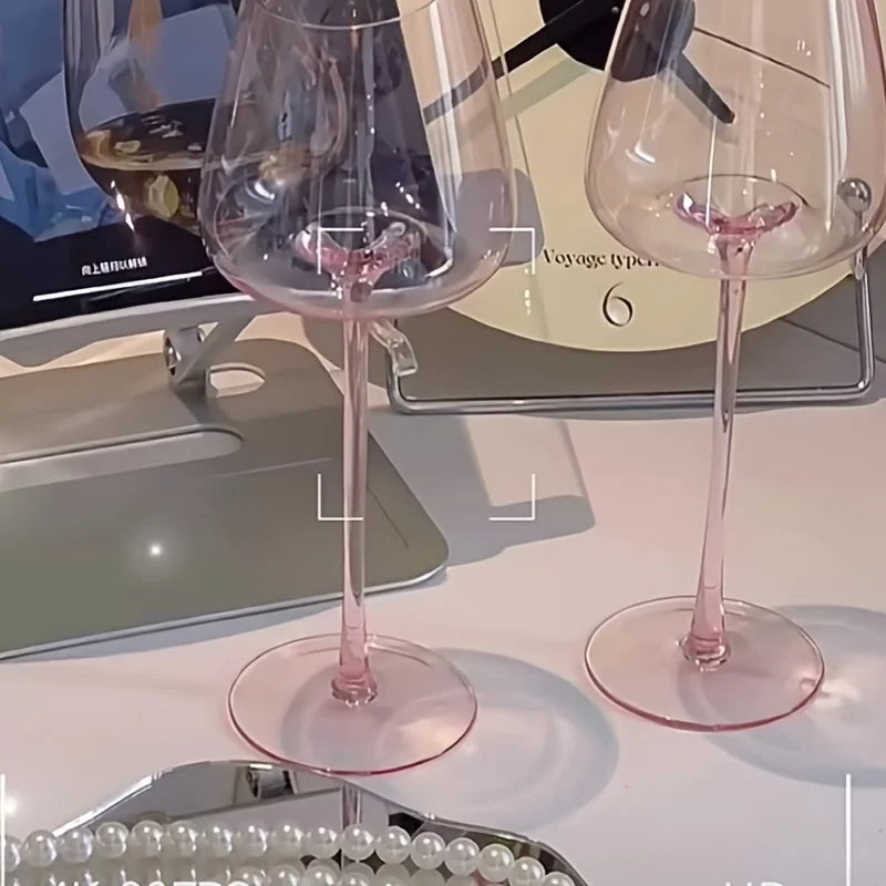 Pink Crystal Wine Glasses Slanted Mouth Goblets  Ideal Valentine'S Day Gift Bars & RestaurantsDay Wine Wine Glasses for Couples