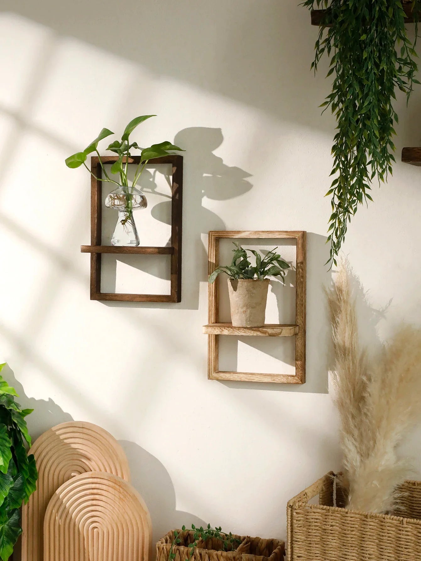 Wooden Display Shelf Floating Shelves Rustic Wood Shelves Wall Storage for Kitchen Bedroom Over Toilet Small Wall Mounted Gifts