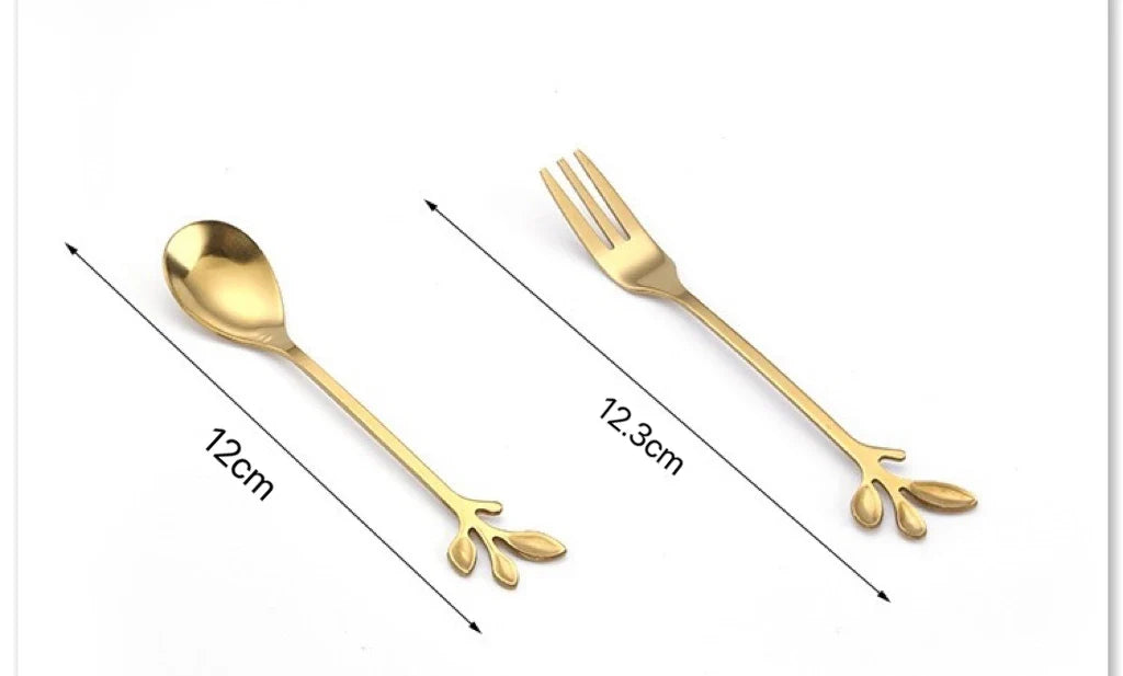 Stainless Steel Tea Forks Gold Silver Cake Fork Snack Salad Coffee Fruit Fork Mirror Cutlery Tableware Set Kitchen Utensils