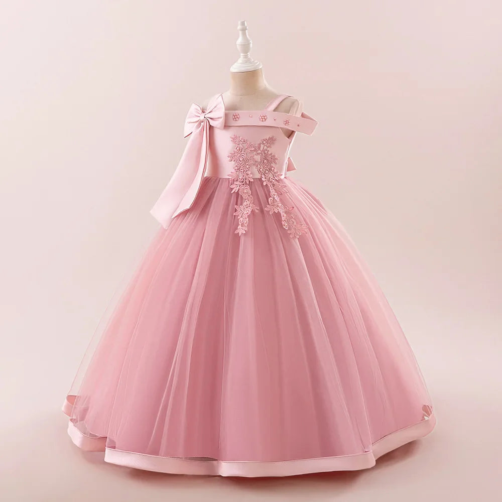 Fashion Bridesmaids Party Girls Dresses Elegant Flower Wedding Princess Dress for Girl Birthday Evening Prom Christmas Costumes