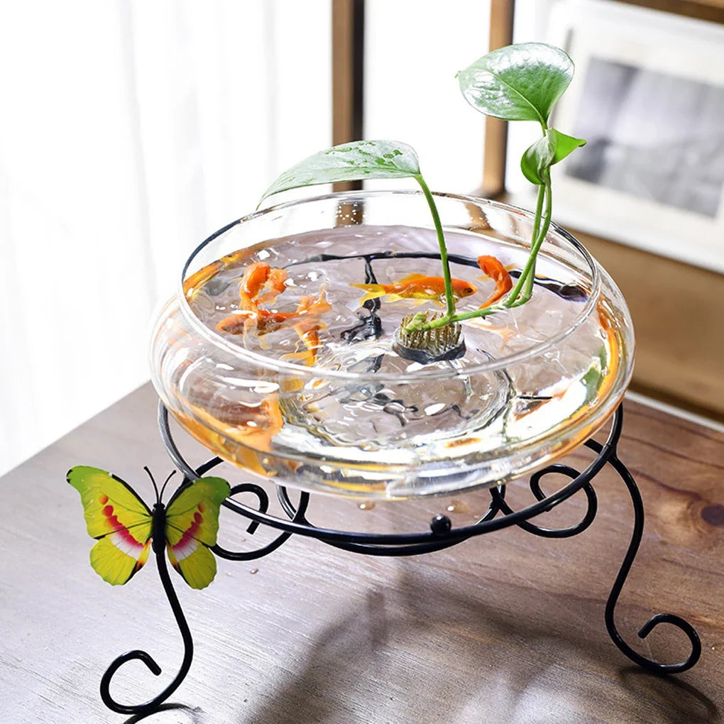 Glass Vase Bowl Wide Mouth Flower Vase Round Terrarium Glass Hydroponic Planter Floral Container Clear Fish Bowl Succulents Pot