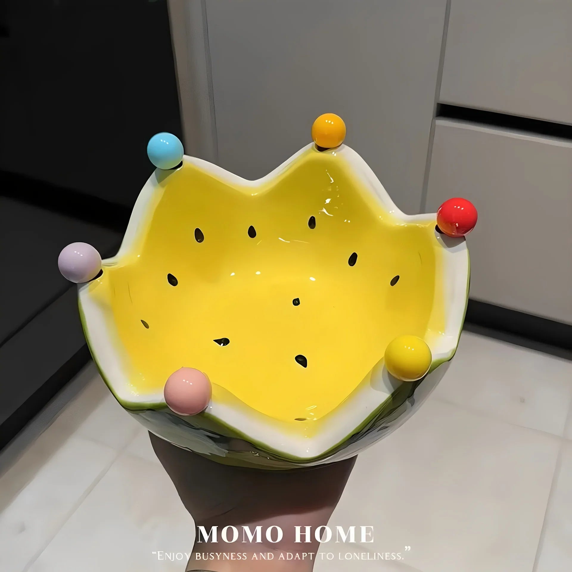Watermelon Fruit Plate Creative Ceramic Fruit Fork Set Large Capacity Living Room Coffee Table Fruit Bowl Plate Cute  Ornaments