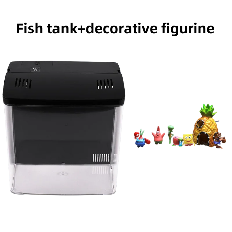 Home mini fish tank, living room fish tank, office desktop water free ecological, self circulating filter， Acrylic aquarium