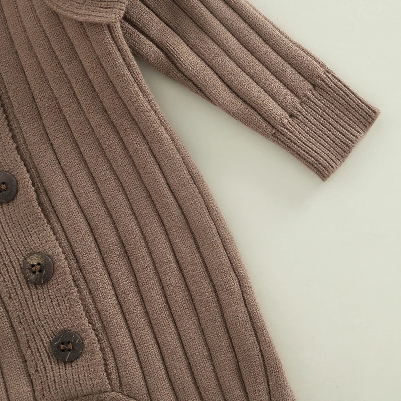 New  Winter Baby Girl’s Knitted Long Sleeve Sweater Jumpsuit Fashion Solid Color Round Neck Ruffles Button Warm Romper Outfits (Available)