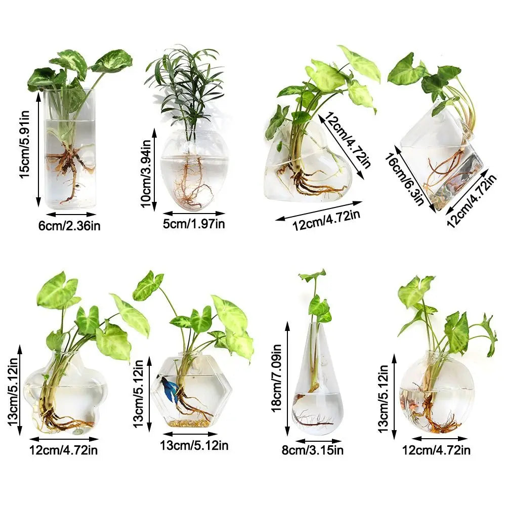 Cone Shape Wall Hanging Vase Transparent Fish Tank Wall Planter Plant Holder Aquarium Container Hydroponics Plants Flowerpot