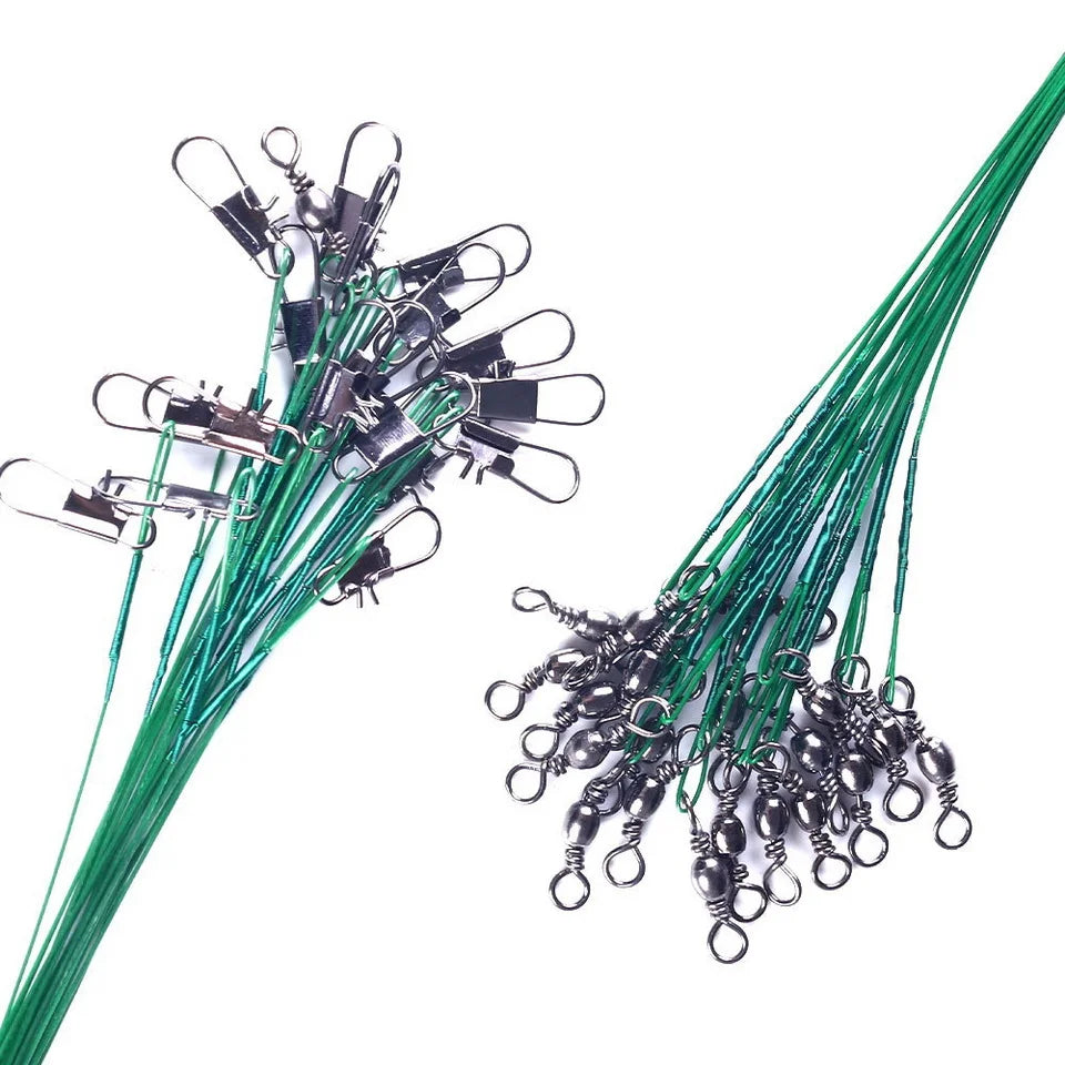 Fishing Line Steel Wire Leader With Swivel Fishing Accessory Lead Core Leash Fishing Wire 15cm 20cm  30cm