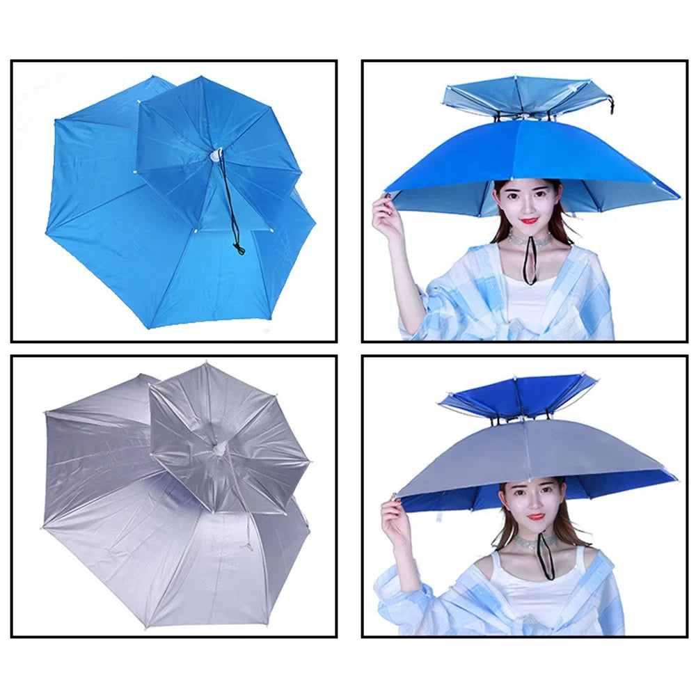 Fishing Hats Double Fishing Umbrella for Sunny and Rainy
