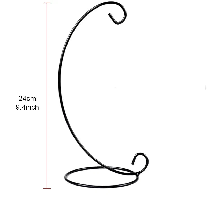 1PC Ornament Display Stand,24cm Black white Iron Hanging Stand Rack Holder with Glass ball,for Christmas and Wedding Decoration
