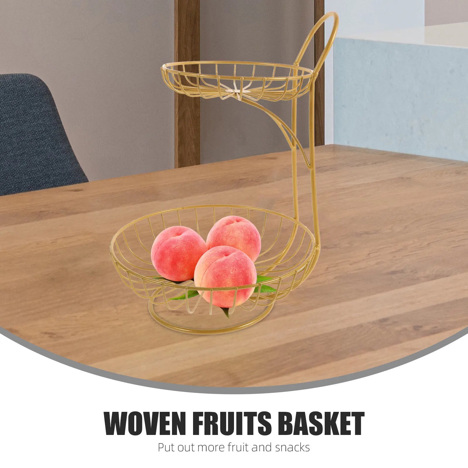 Two-Tier Fruit Stand in Sand Finish Multilayer Storage for Kitchen Countertop Dining Table Modern Fruit Holder Tray for Home Use