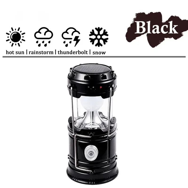 Solar Multifunctional Handheld Camping Lamp Tent Lamp LED Portable Flashlight Portable Waterproof Emergency Powered Work Light
