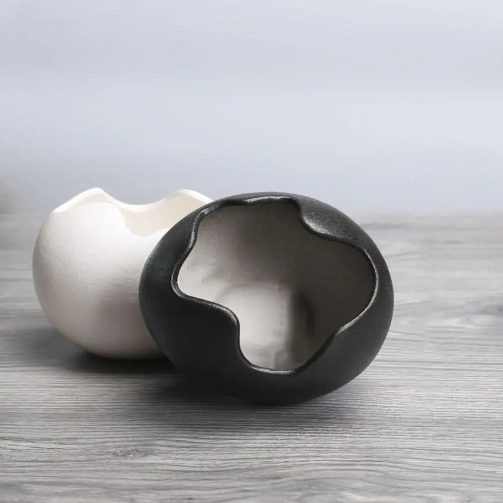Creative Ceramic Flowerpot Broken Eggshells Shapes Decorative Succulent Plant Container Bonsai Pot Office