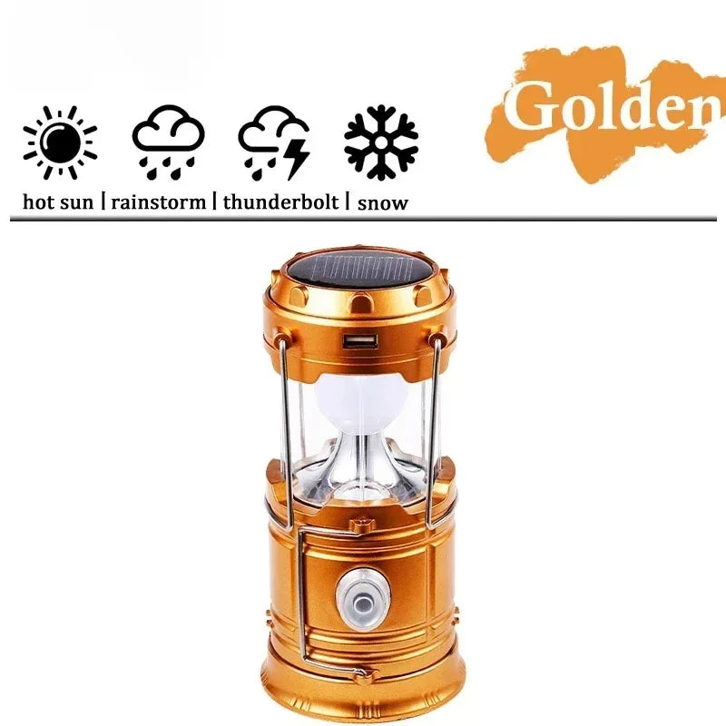 Solar Multifunctional Handheld Camping Lamp Tent Lamp LED Portable Flashlight Portable Waterproof Emergency Powered Work Light