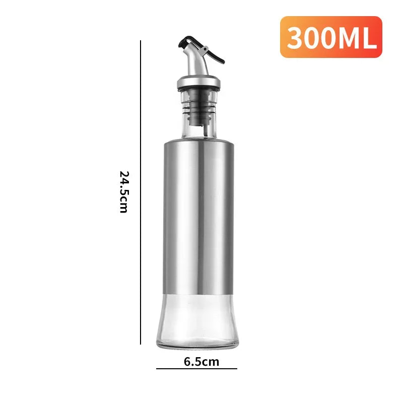 Stainless Steel Oil Bottle No-drip Bottles Soy Cruet Sauce Vinegar Condiment Dispenser Sturdy Seasoning Jars Kitchen Accessories