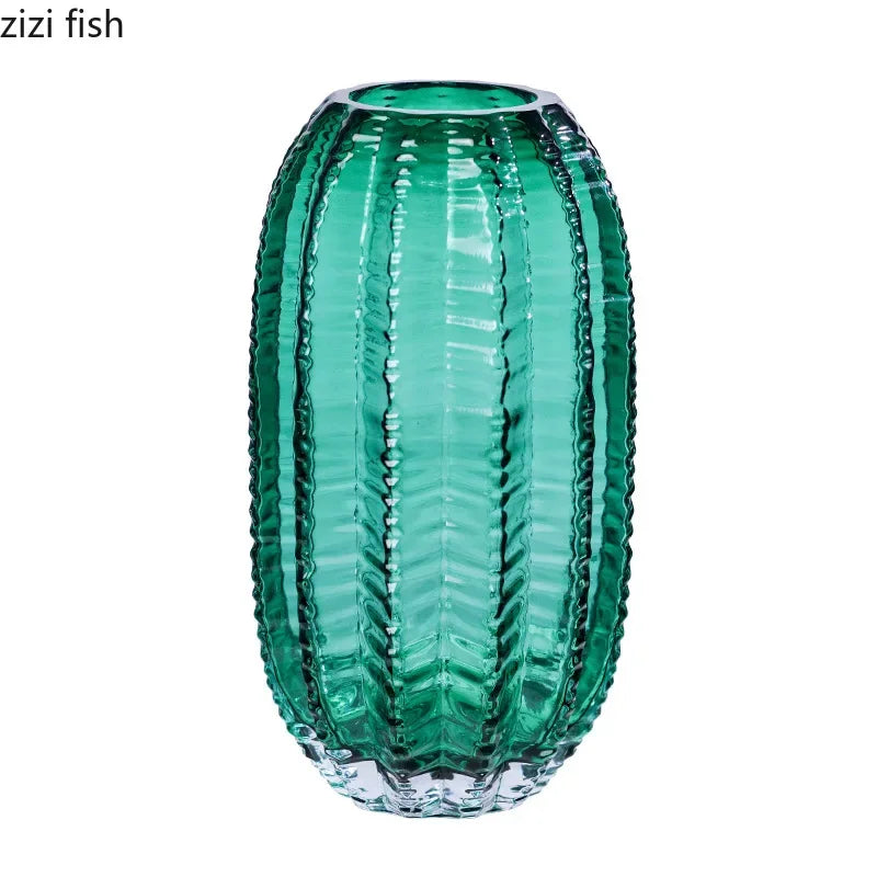 Creative Cactus Glass Vase Desktop Creative Flower Utensils Hydroponic Vase Dried Flower Vase Living Room Aesthetic Decoration