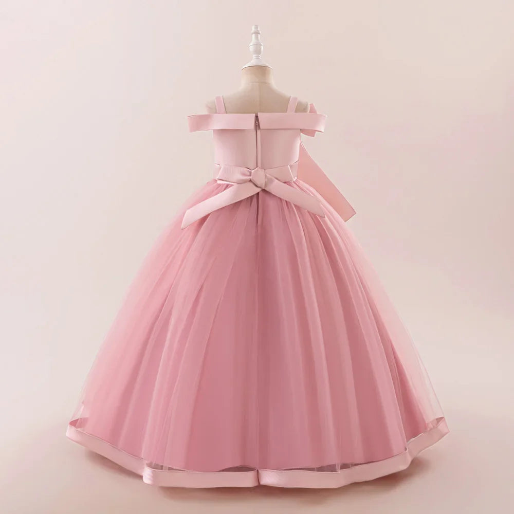 Fashion Bridesmaids Party Girls Dresses Elegant Flower Wedding Princess Dress for Girl Birthday Evening Prom Christmas Costumes