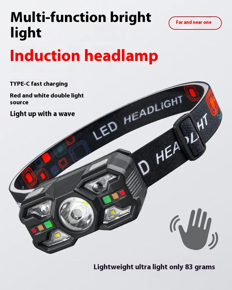 Powerful Induction LED Headlamp Rechargeable IR Motion Sensor Head Lamp Camping Night Fishing Cycling Portable Headlight