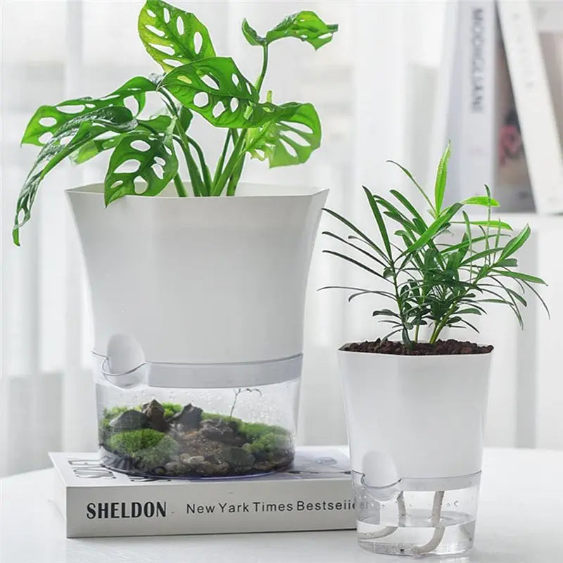 ABHZ-Hydroponic Automatic Water Absorption Succulent Flower Pot Self-Watering Flower Pot Hydroponic Lazy Flower Pot