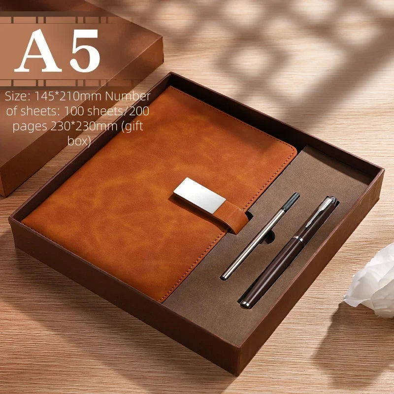 Notebook Set Single Book and Set Selection, Skin Feel and Color Changing PU Material Cover A5 Work Notebook Gift Box Set