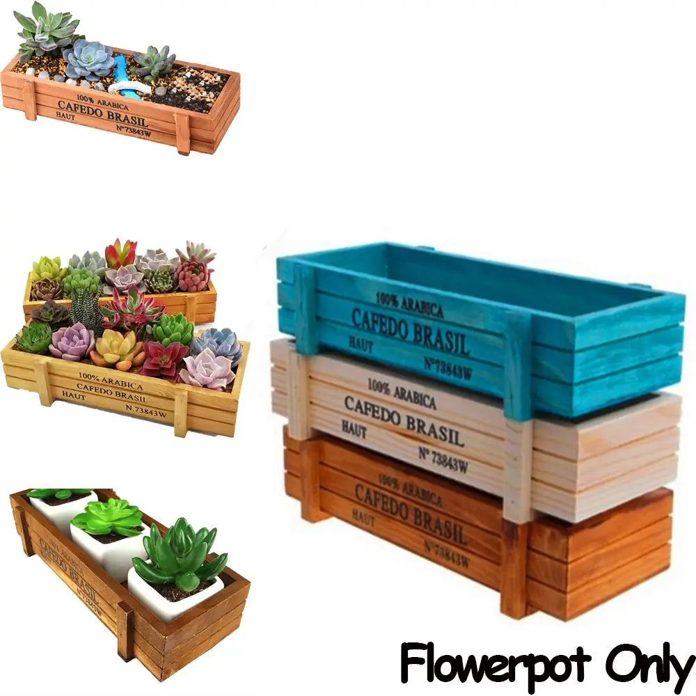 1 PC Tools Garden Decor Trough Decorative Pots Succulent Boxes Rectangle Vase Vintage Crates Wood Flower Pot
