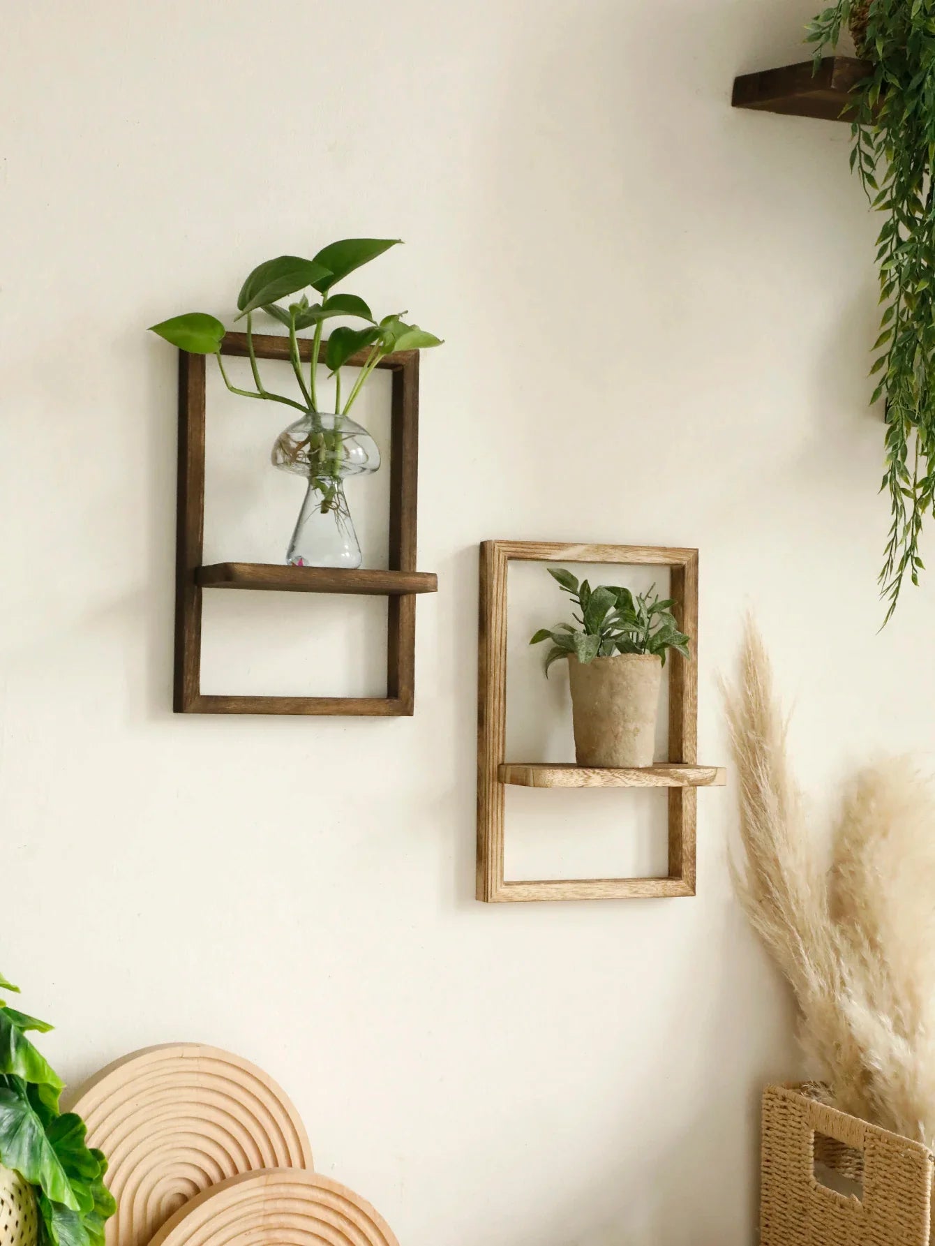 Wooden Display Shelf Floating Shelves Rustic Wood Shelves Wall Storage for Kitchen Bedroom Over Toilet Small Wall Mounted Gifts