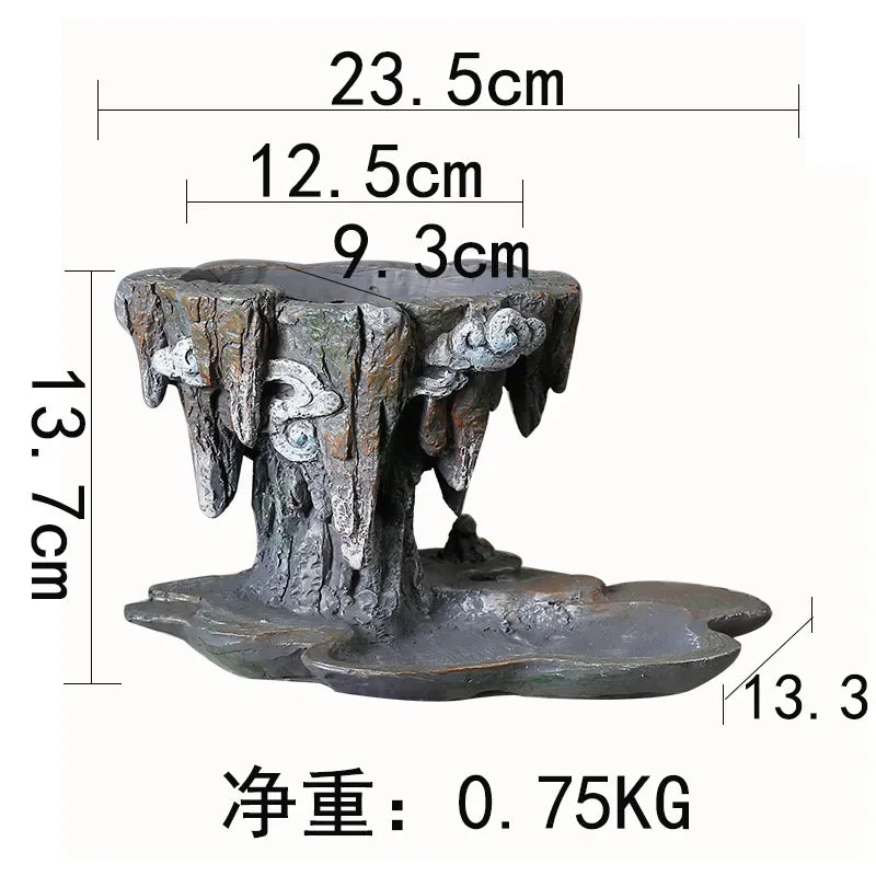 Chinese-style personalized retro creative asparagus resin flowerpot indoor fleshy June snow potted flower decoration ornaments