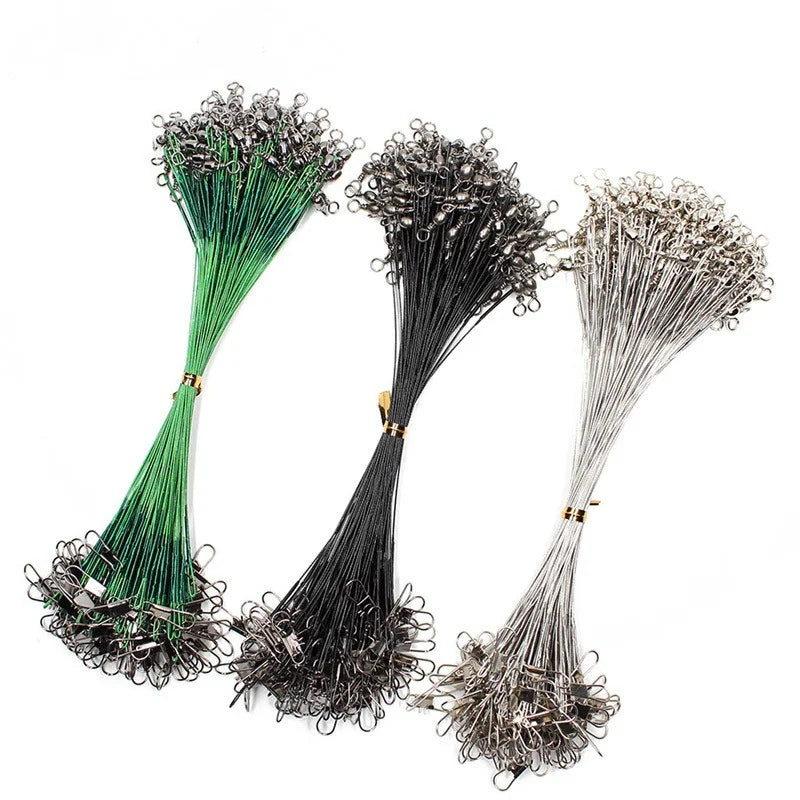 Fishing Line Steel Wire Leader With Swivel Fishing Accessory Lead Core Leash Fishing Wire 15cm 20cm  30cm