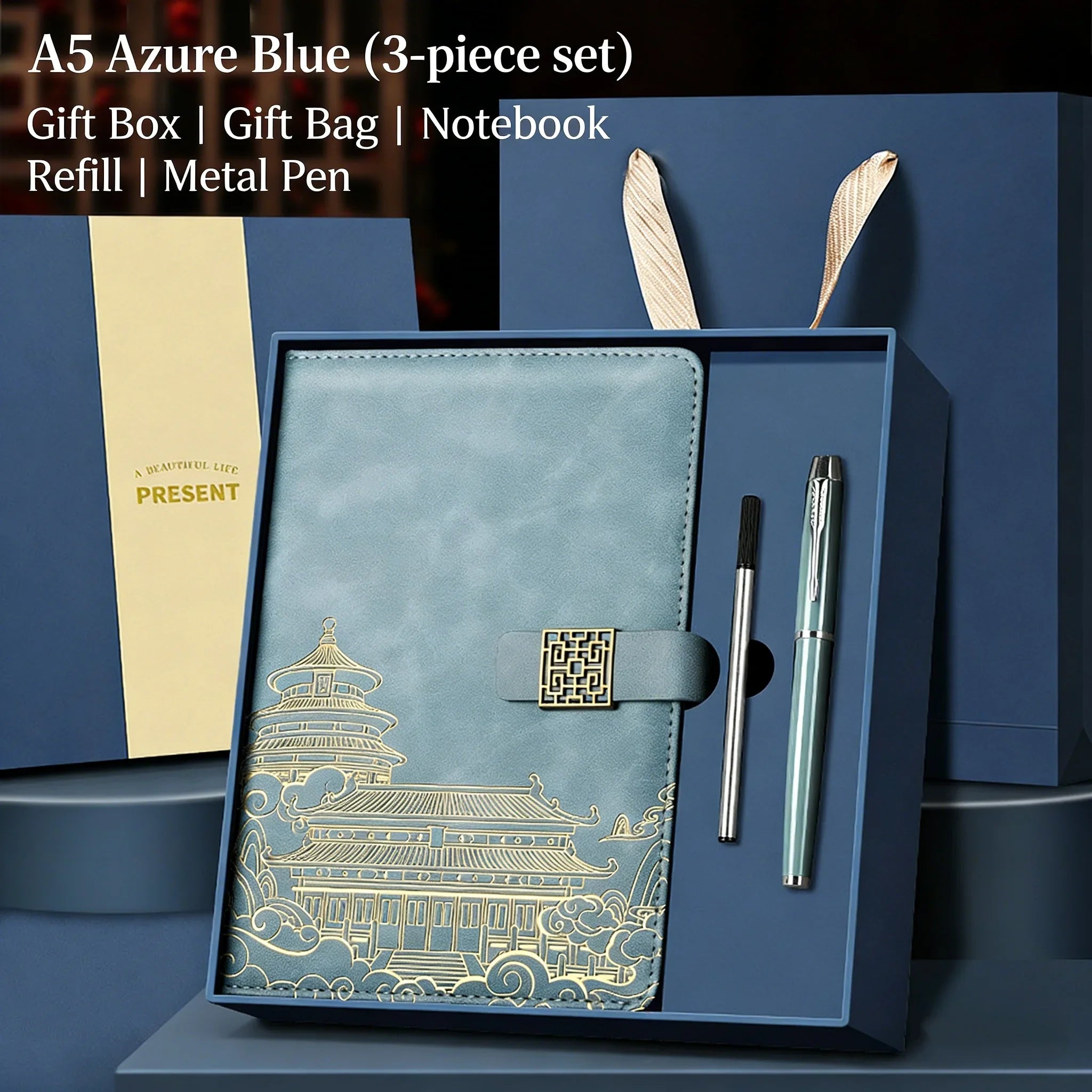 A5 Business Notebook Professional Hardcover Journal Notebook With Pen Imitation Leather Leather Notebook Gift Set For Christmas