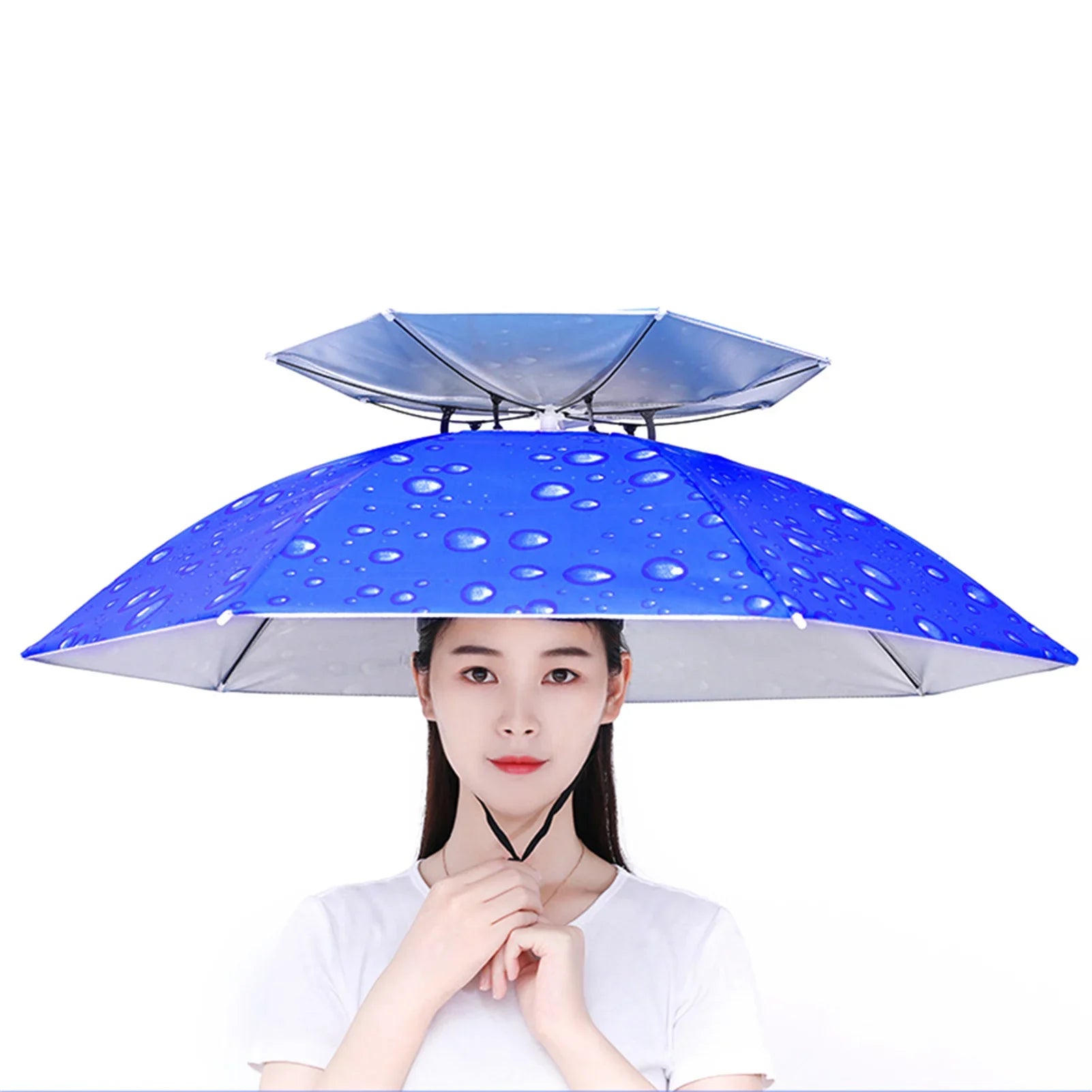 Fishing Hats Double Fishing Umbrella for Sunny and Rainy