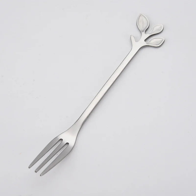 Stainless Steel Tea Forks Gold Silver Cake Fork Snack Salad Coffee Fruit Fork Mirror Cutlery Tableware Set Kitchen Utensils