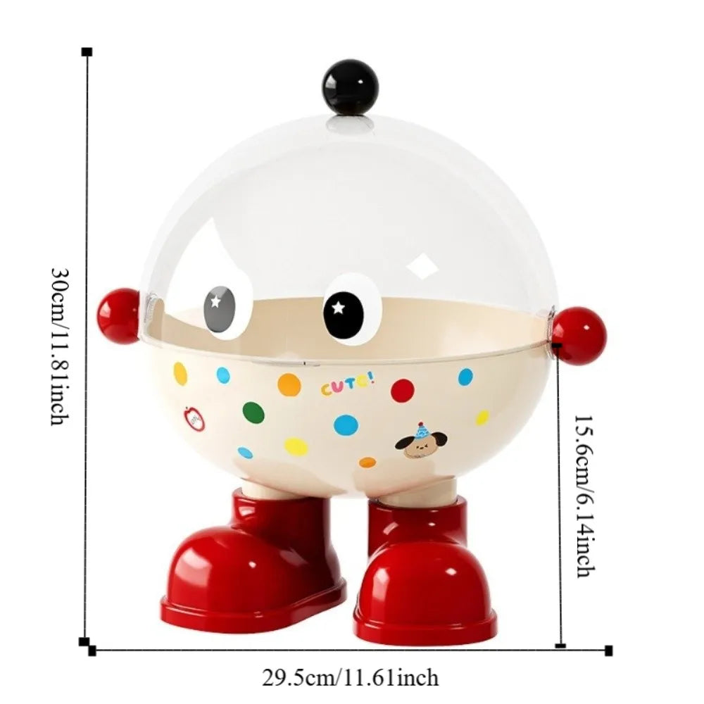 Dopamine Large Capacity Snack Fruit Plate Cartoon High Foot Design Drain Basket Thickened with Lid Tea Table Plate Living Room
