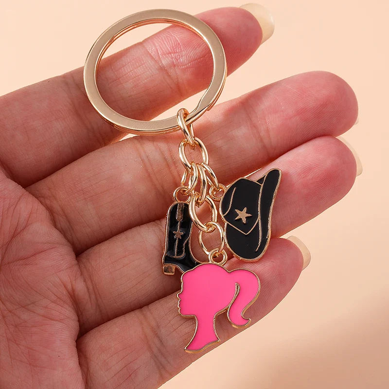 Fashion Women Hat Shoe Pendants Keychain for Car Key Handbag Purse Hanging Keyrings Accessories DIY Jewelry Gifts