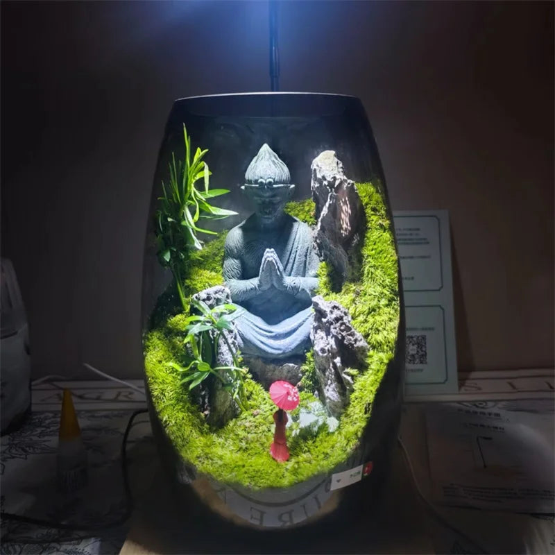 Artificial Micro Scene Glass Bottle Landscaping Glass Vases Fresh Green Succulent Moss Bottle Fish Tank Home Desktop Decor