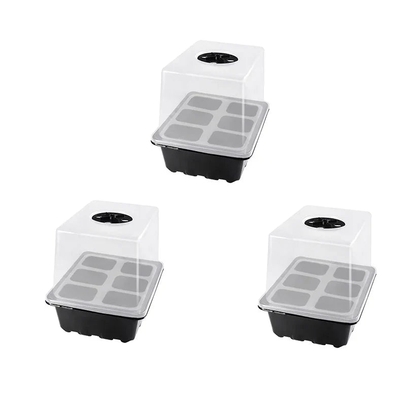 Heightened Three-Piece Set Seedling Box 6/12 Hole with Lid Succulent Vegetable Breeding Pot for Gardening And Plant Care