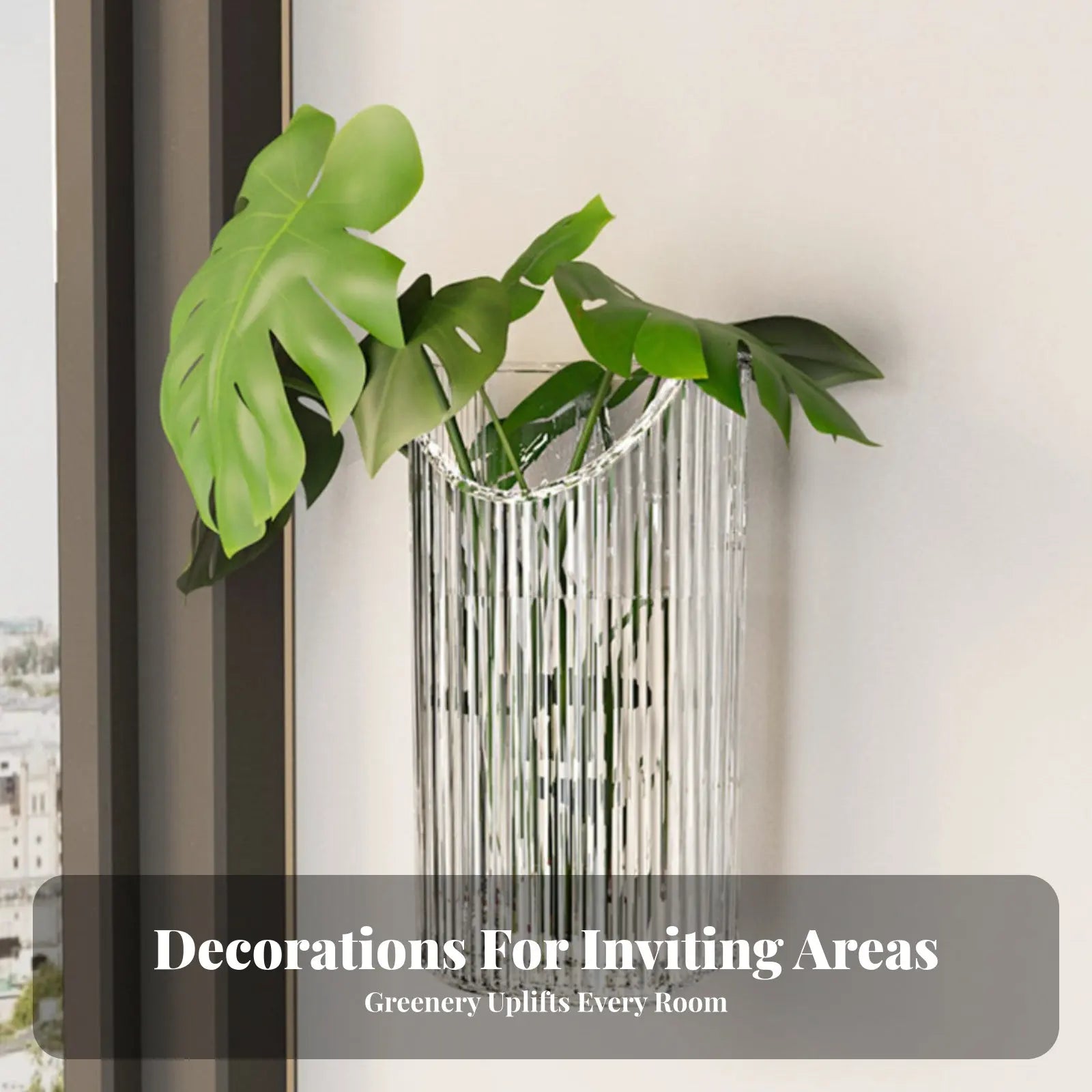 Adhesive Plant Holder No-Tools-Needed Installation Adhesive Ribbed Flower Holder Hydroponics Compatible Space-Saving