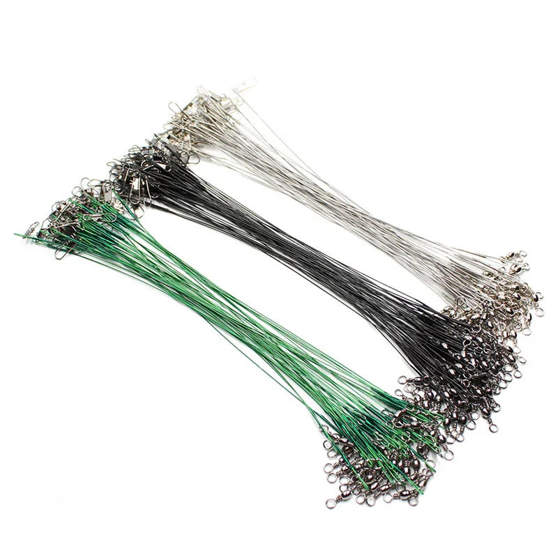 Fishing Line Steel Wire Leader With Swivel Fishing Accessory Lead Core Leash Fishing Wire 15cm 20cm  30cm