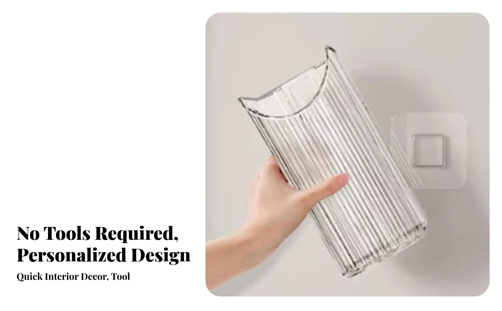 Adhesive Plant Holder No-Tools-Needed Installation Adhesive Ribbed Flower Holder Hydroponics Compatible Space-Saving