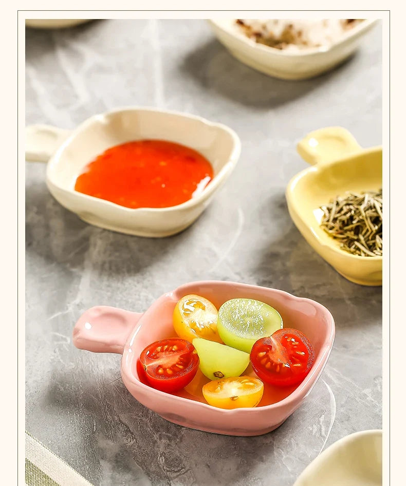 Dish Chinese New Household Solid Cream Wind Square Hot Pot Sauce Dishes 3.5 Inch High Aesthetic Plate