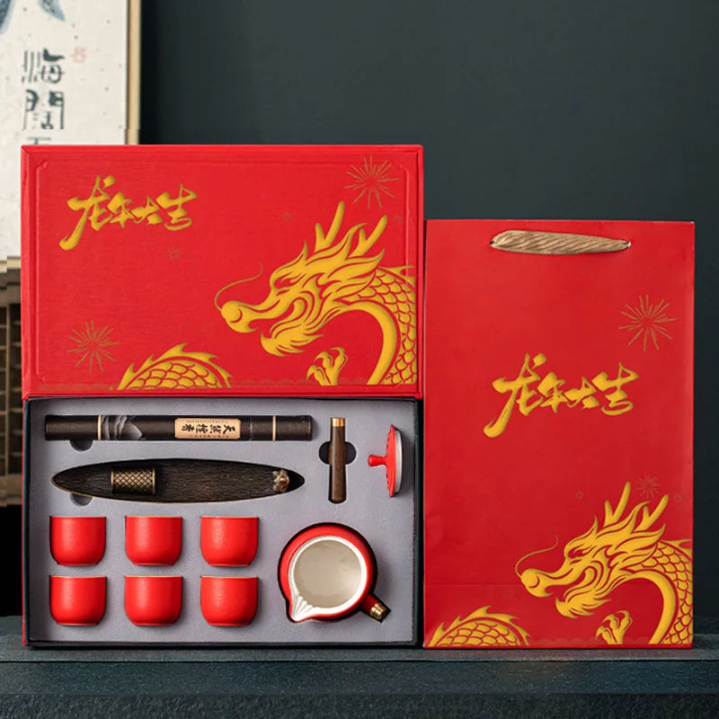 Dragon Year Spring Festival Gift Box National Trend Retro Style Complete Set Cultural and Creative Company Event Business Tea Se