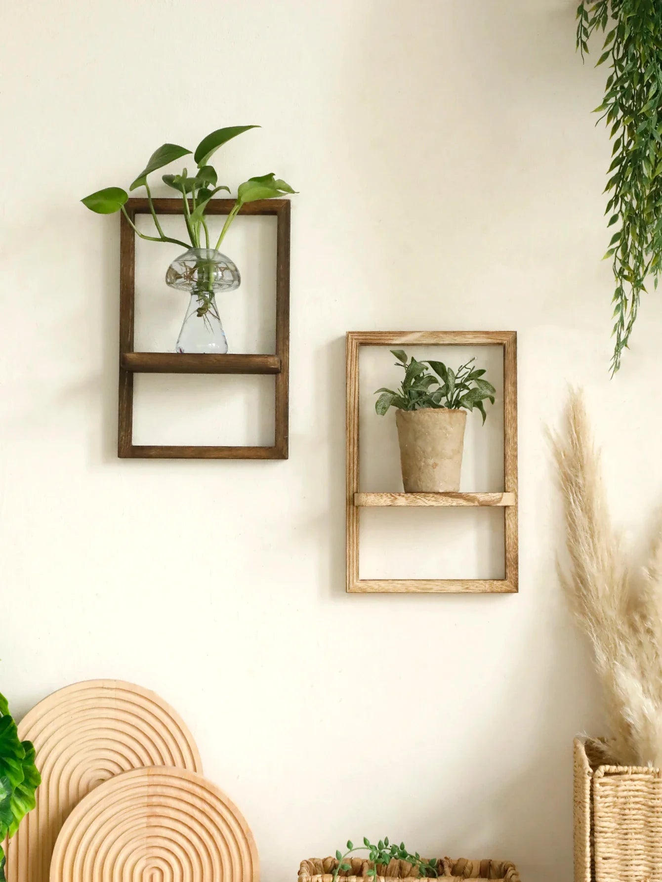 Wooden Display Shelf Floating Shelves Rustic Wood Shelves Wall Storage for Kitchen Bedroom Over Toilet Small Wall Mounted Gifts