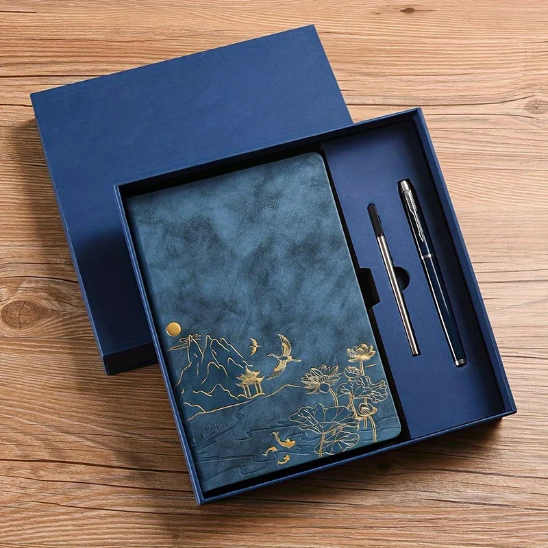 Notebook Set Single Book and Set Selection, Skin Feel and Color Changing PU Material Cover A5 Work Notebook Gift Box Set