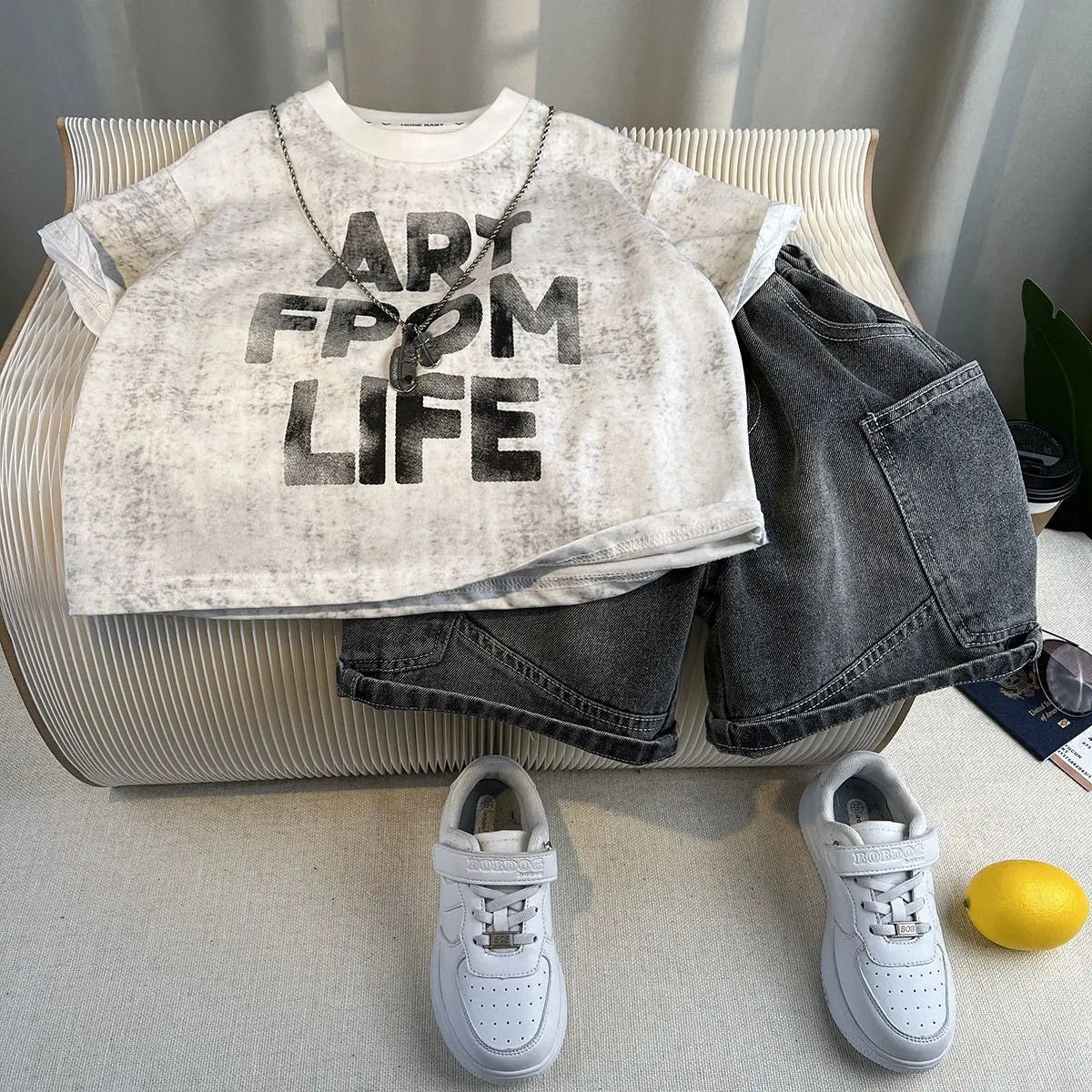 Hot Sale Fashion Baby Boy Suit Summer Clothes Short Sleeve T-shirt Short Jeans 2 Piece Set Kids Outfit Children's Costume