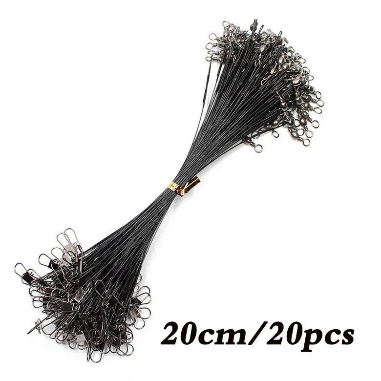 Fishing Line Steel Wire Leader With Swivel Fishing Accessory Lead Core Leash Fishing Wire 15cm 20cm  30cm