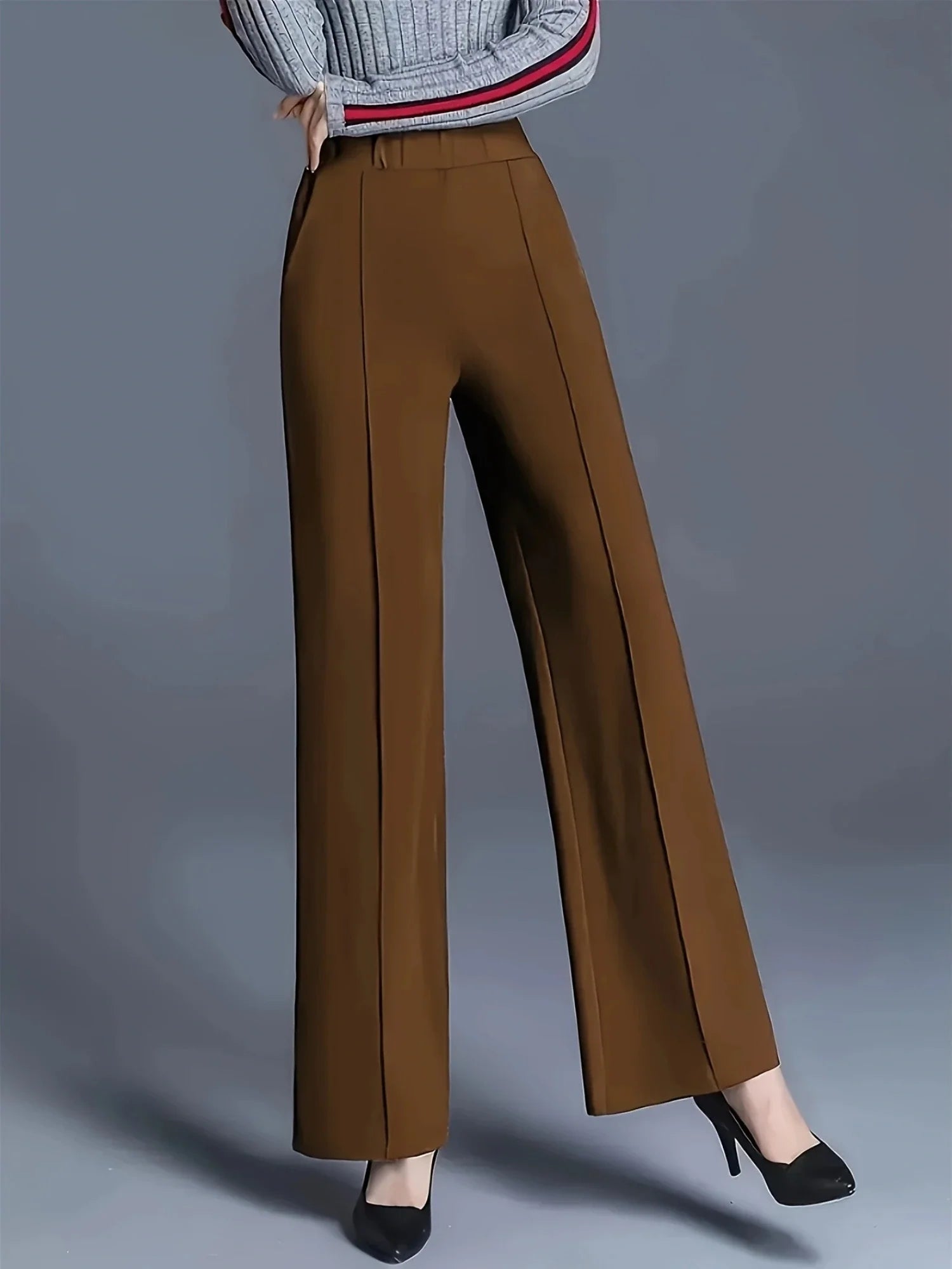 Autumn and Winter Straight-Leg Pants Women's Drapey Loose High Waist Casual Pants Western Style Mom Suit Pants