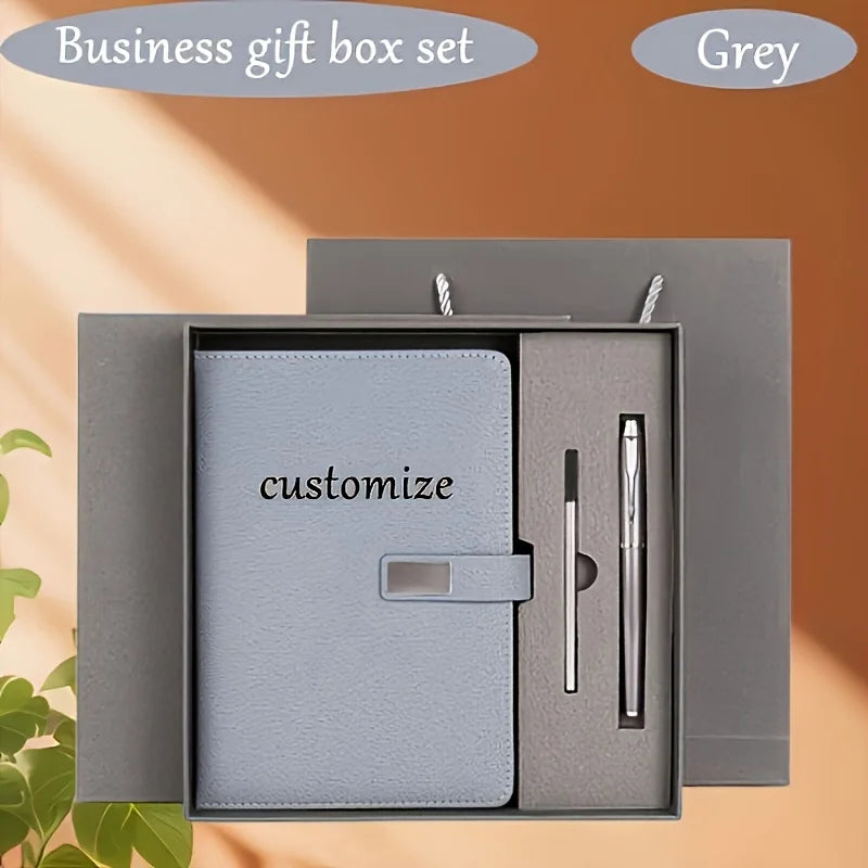Engraved Name A5 Notebook Set, Magnetic Closure, 200 Pages, Pen & Pencil - Ideal for Business Graduation Teacher Office Gifts